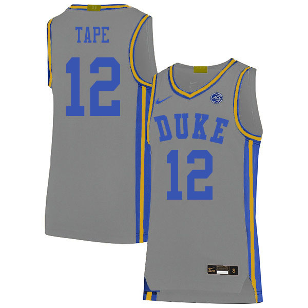 Men #12 Patrick Tape Duke Blue Devils College Basketball Jerseys Sale-Gray